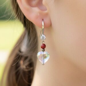 NWT 925 STERLING SILVER TURQUOISE HEART DANGLE EARRINGS